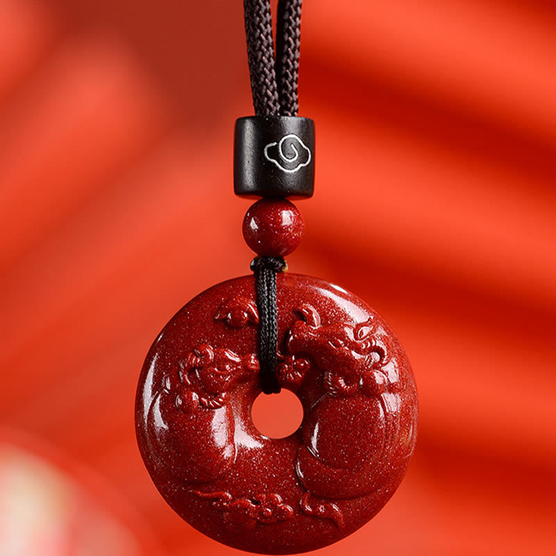 Nimara Ritual Chinese Zodiac Cinnabar Peace Buckle Calm Necklace Pendant