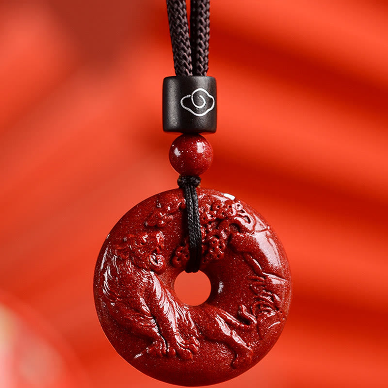 Nimara Ritual Chinese Zodiac Cinnabar Peace Buckle Calm Necklace Pendant