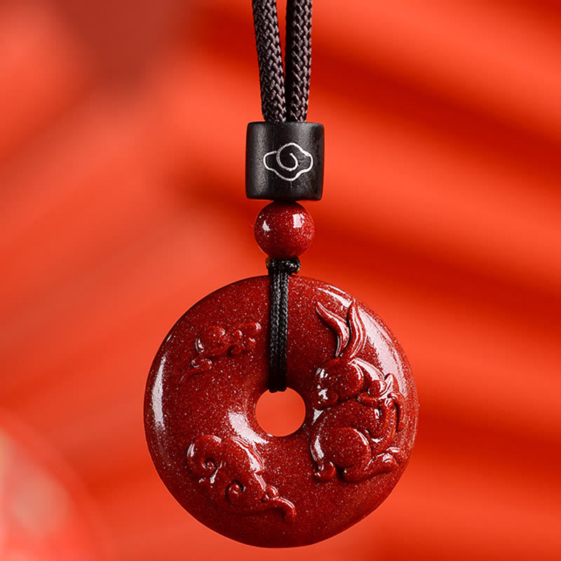 Nimara Ritual Chinese Zodiac Cinnabar Peace Buckle Calm Necklace Pendant