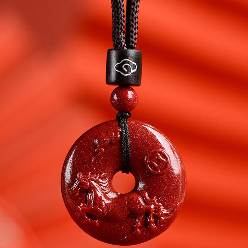 Nimara Ritual Chinese Zodiac Cinnabar Peace Buckle Calm Necklace Pendant