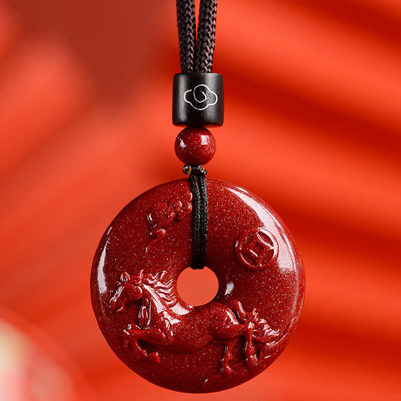 Nimara Ritual Chinese Zodiac Cinnabar Peace Buckle Calm Necklace Pendant