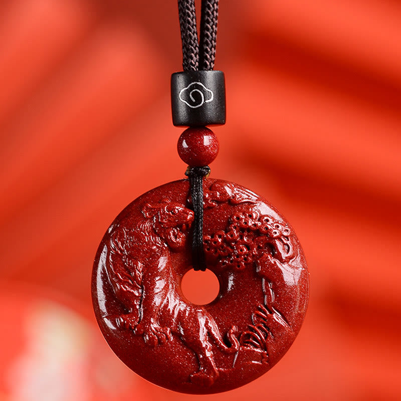 Nimara Ritual Chinese Zodiac Cinnabar Peace Buckle Calm Necklace Pendant
