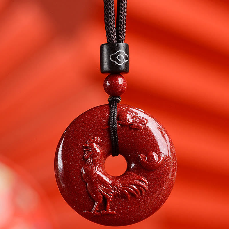 Nimara Ritual Chinese Zodiac Cinnabar Peace Buckle Calm Necklace Pendant