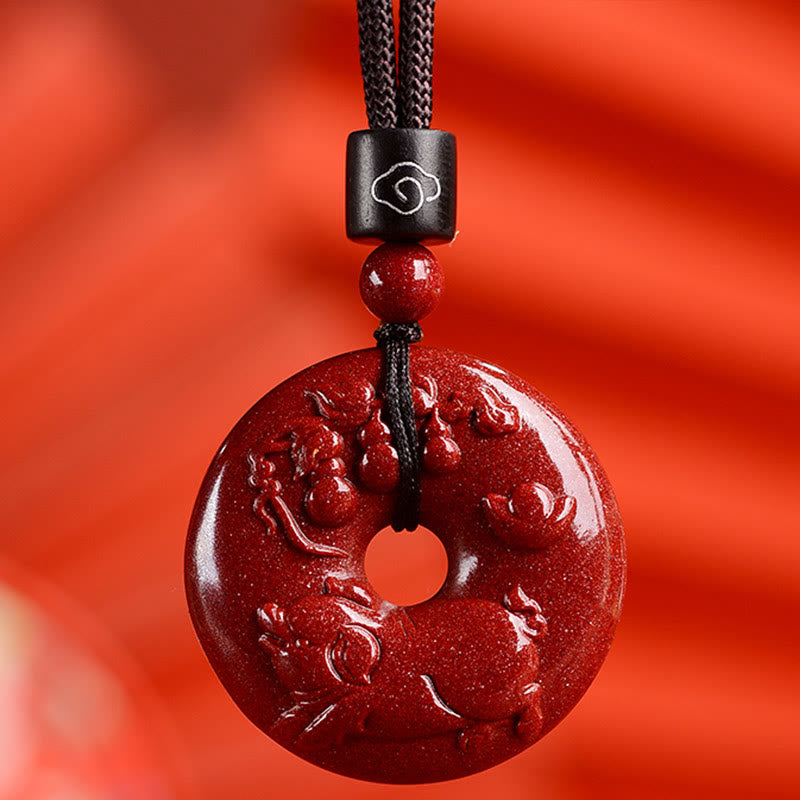 Nimara Ritual Chinese Zodiac Cinnabar Peace Buckle Calm Necklace Pendant