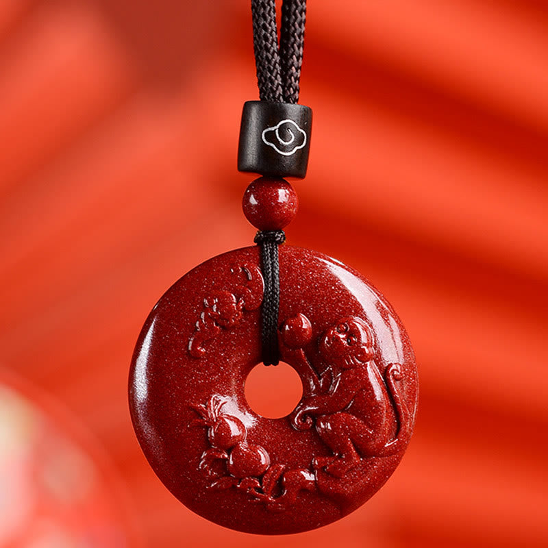 Nimara Ritual Chinese Zodiac Cinnabar Peace Buckle Calm Necklace Pendant