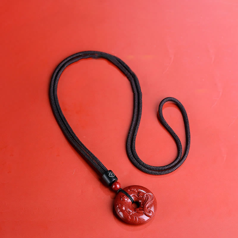 Nimara Ritual Chinese Zodiac Cinnabar Peace Buckle Calm Necklace Pendant
