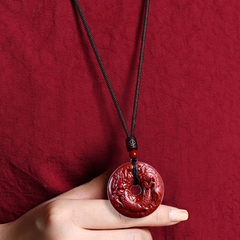 Nimara Ritual Chinese Zodiac Cinnabar Peace Buckle Calm Necklace Pendant