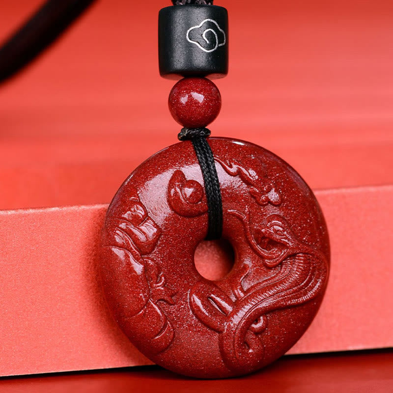Nimara Ritual Chinese Zodiac Cinnabar Peace Buckle Calm Necklace Pendant