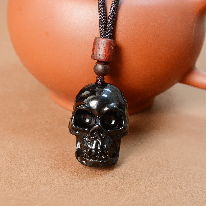 Nimara Ritual Black Obsidian String Skeleton Fulfilment Necklace Pendant