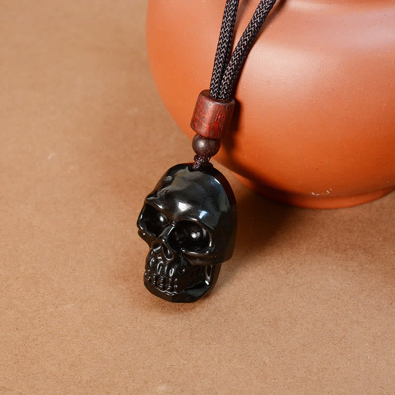 Nimara Ritual Black Obsidian String Skeleton Fulfilment Necklace Pendant