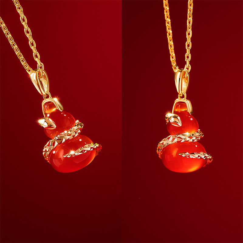 Nimara Ritual Red Agate Year Of The Snake Gourd Luck Bracelet Necklace Pendant