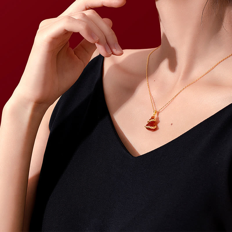 Nimara Ritual Red Agate Year Of The Snake Gourd Luck Bracelet Necklace Pendant
