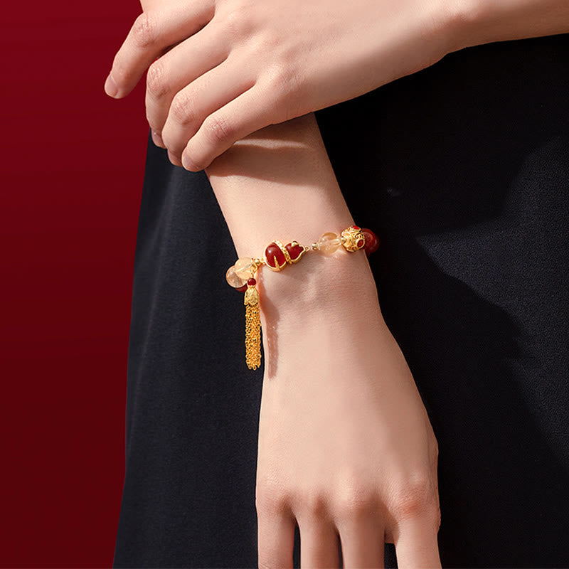 Nimara Ritual Red Agate Year Of The Snake Gourd Luck Bracelet Necklace Pendant