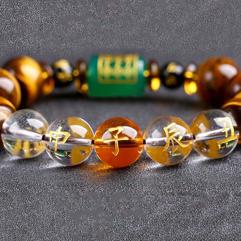 Nimara Ritual Chinese Zodiac Tiger Eye White Crystal Courage Bracelet