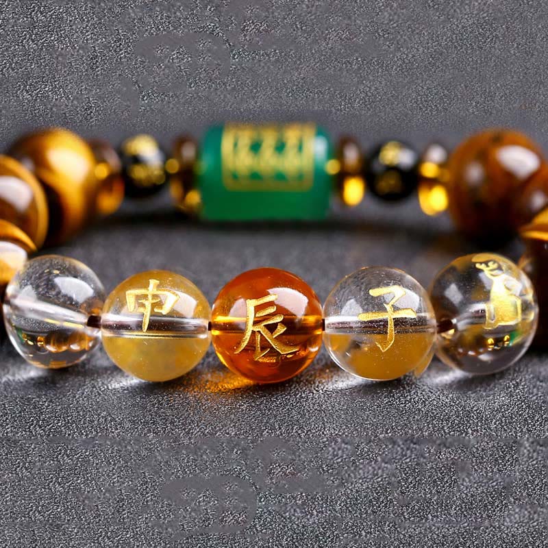 Nimara Ritual Chinese Zodiac Tiger Eye White Crystal Courage Bracelet