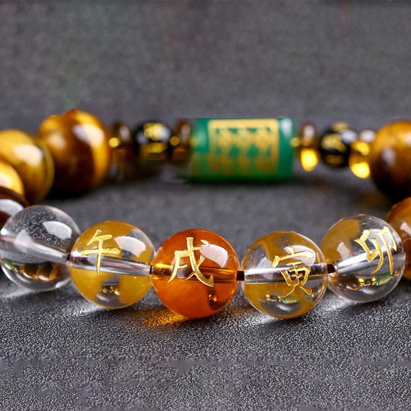 Nimara Ritual Chinese Zodiac Tiger Eye White Crystal Courage Bracelet
