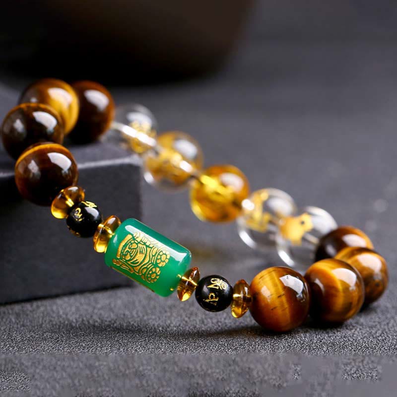 Nimara Ritual Chinese Zodiac Tiger Eye White Crystal Courage Bracelet