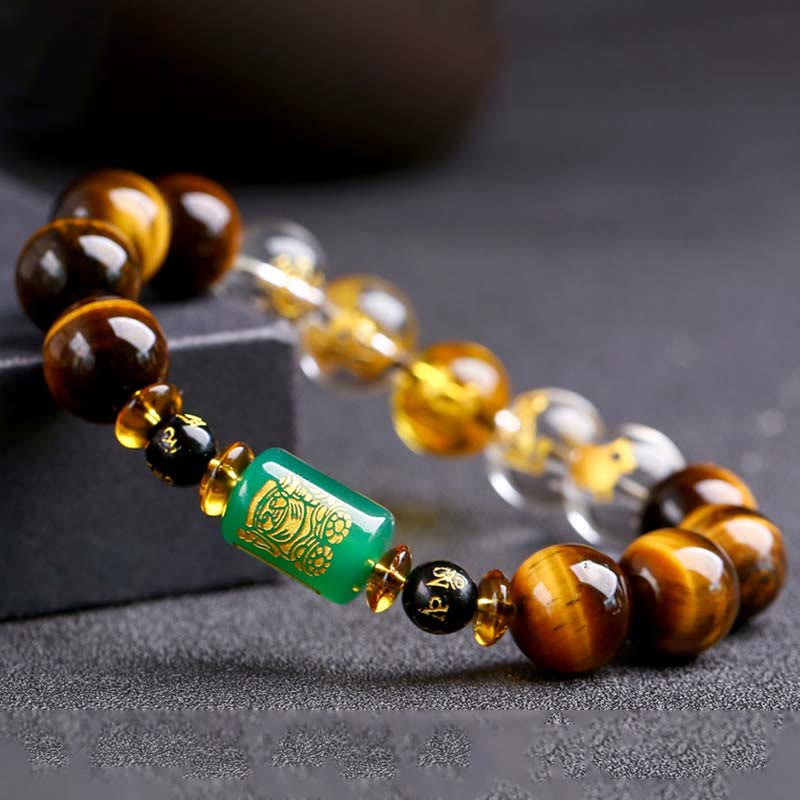 Nimara Ritual Chinese Zodiac Tiger Eye White Crystal Courage Bracelet