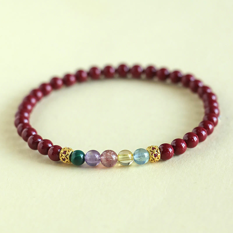 Nimara Ritual Cinnabar Aquamarine Citrine Strawberry Quartz Amethyst Malachite Blessing Bracelet