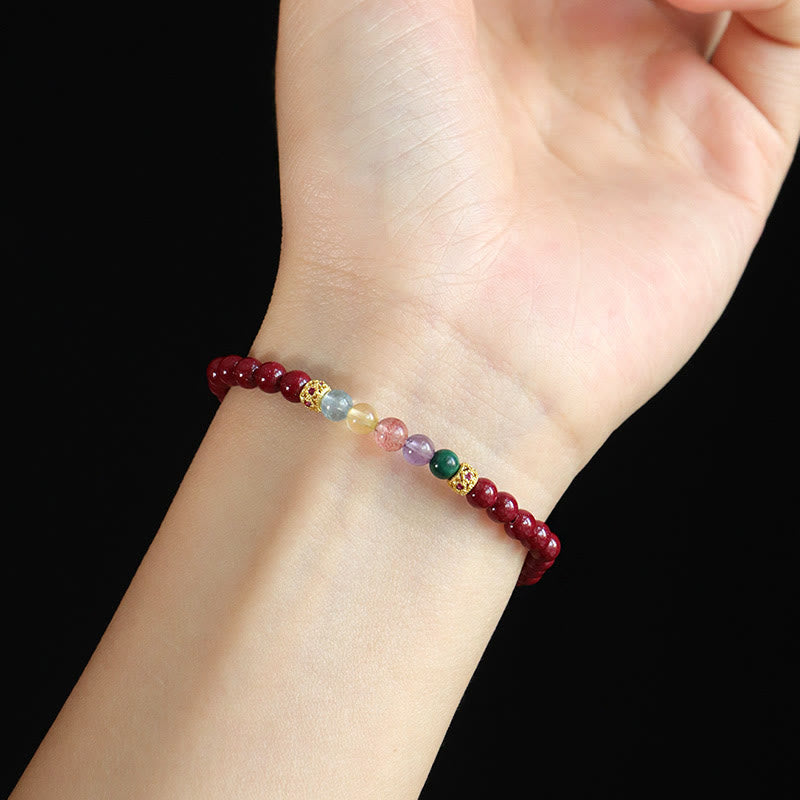 Nimara Ritual Cinnabar Aquamarine Citrine Strawberry Quartz Amethyst Malachite Blessing Bracelet