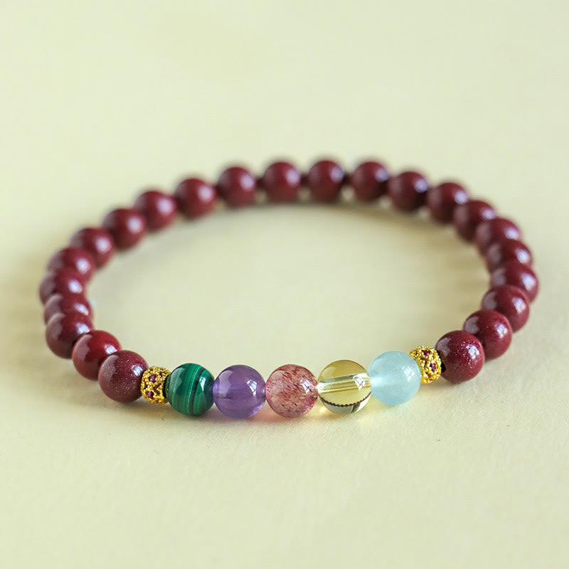 Nimara Ritual Cinnabar Aquamarine Citrine Strawberry Quartz Amethyst Malachite Blessing Bracelet
