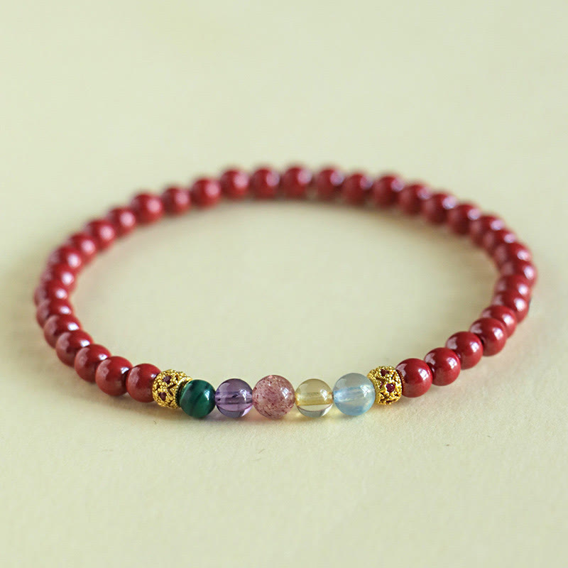 Nimara Ritual Cinnabar Aquamarine Citrine Strawberry Quartz Amethyst Malachite Blessing Bracelet