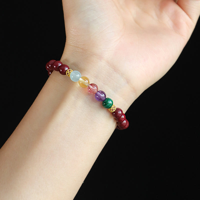 Nimara Ritual Cinnabar Aquamarine Citrine Strawberry Quartz Amethyst Malachite Blessing Bracelet
