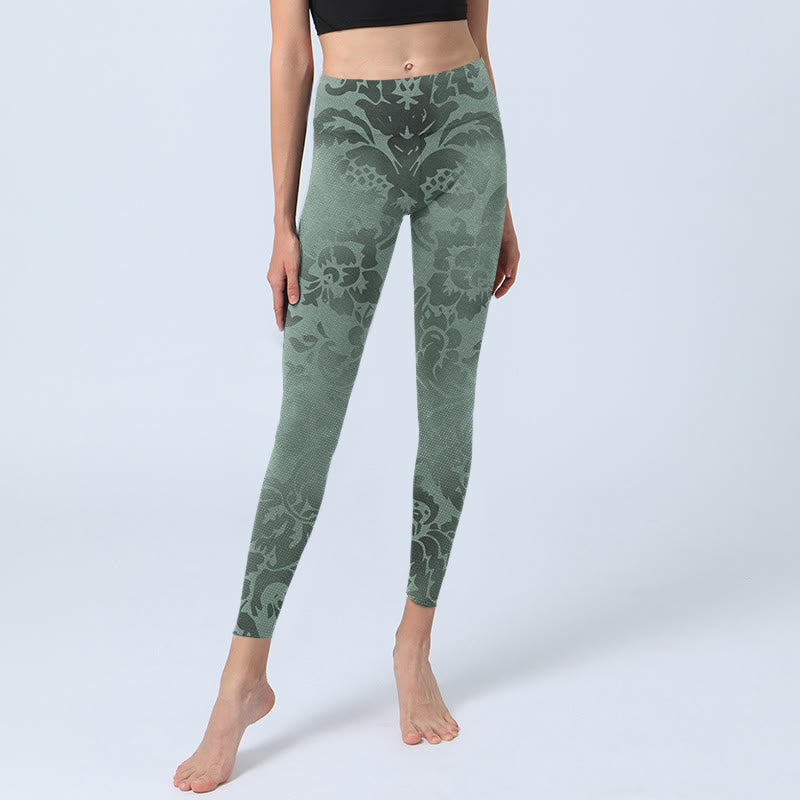Nimara Ritual Casual Flower Leaves Print Gym Fitness Leggings Women's Yoga Pants