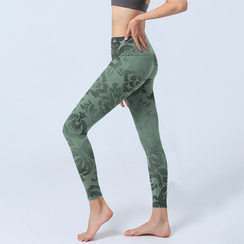 Nimara Ritual Casual Flower Leaves Print Gym Fitness Leggings Women's Yoga Pants
