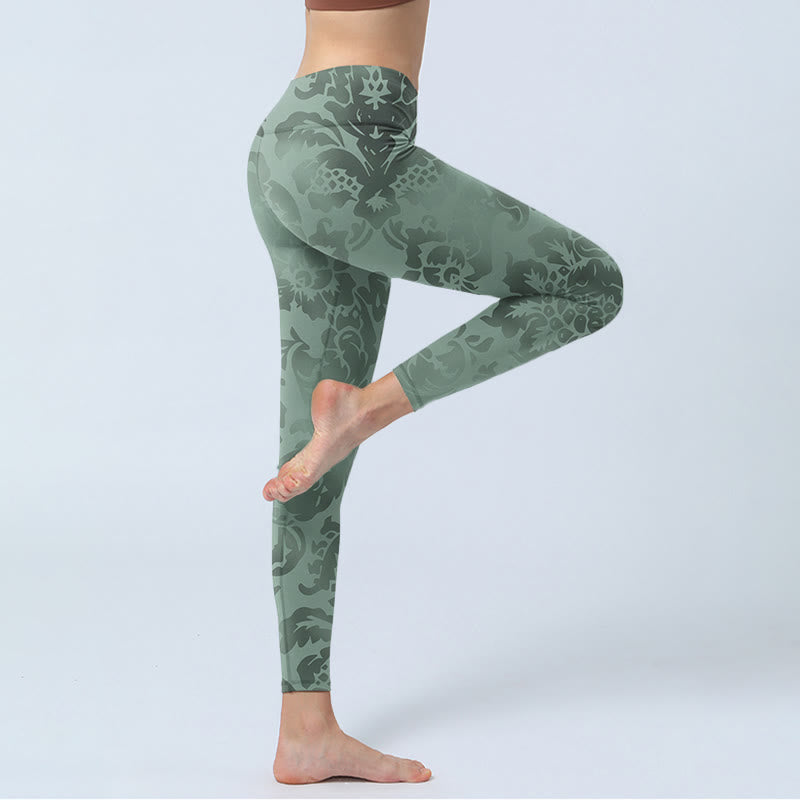 Nimara Ritual Casual Flower Leaves Print Gym Fitness Leggings Women's Yoga Pants