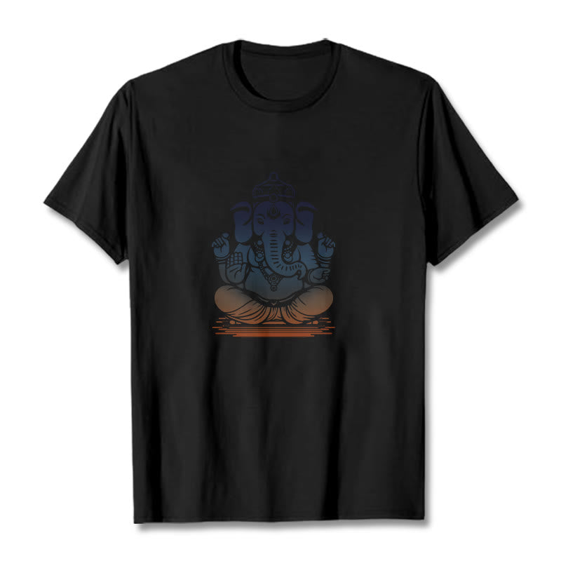 Nimara Ritual Meditating Ganesh Elephant Pattern Tee T-shirt