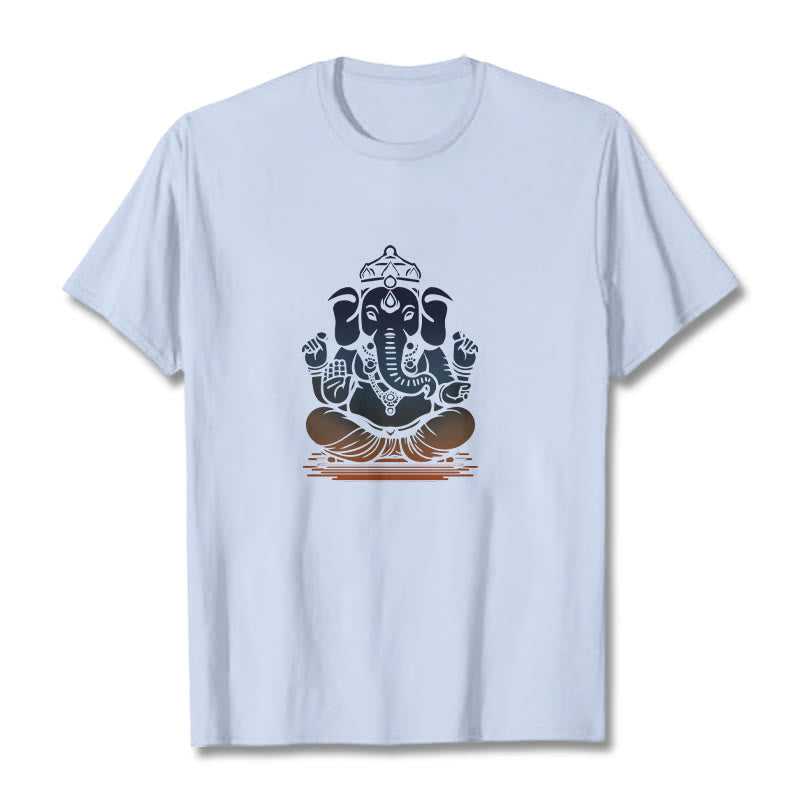 Nimara Ritual Meditating Ganesh Elephant Pattern Tee T-shirt