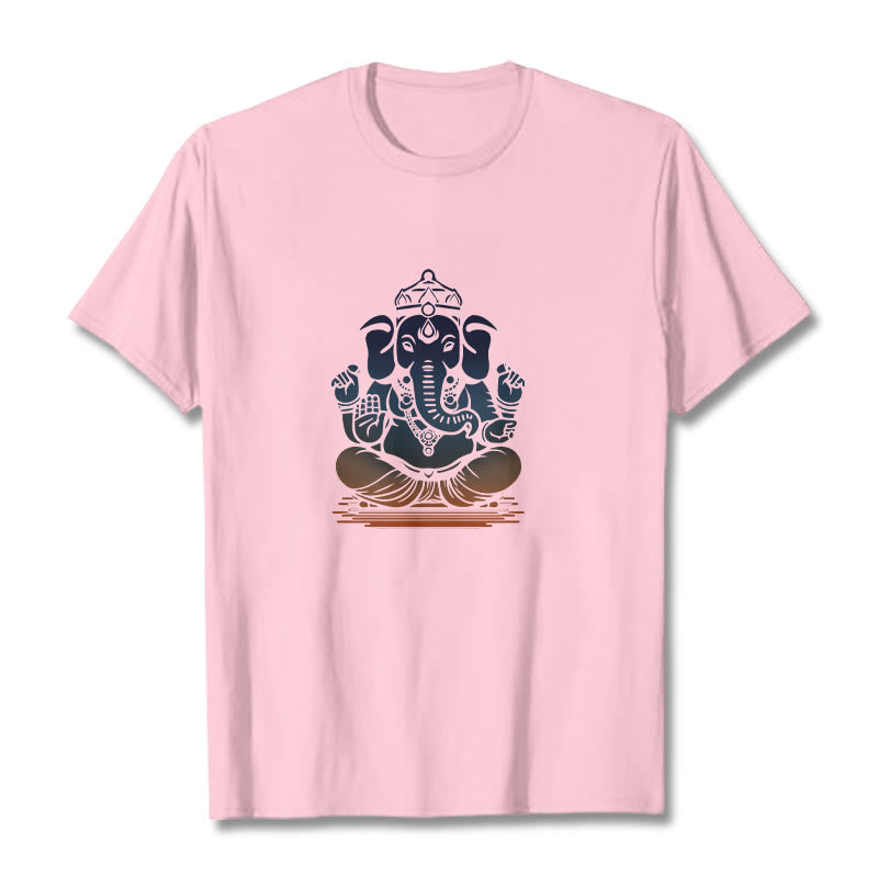 Nimara Ritual Meditating Ganesh Elephant Pattern Tee T-shirt