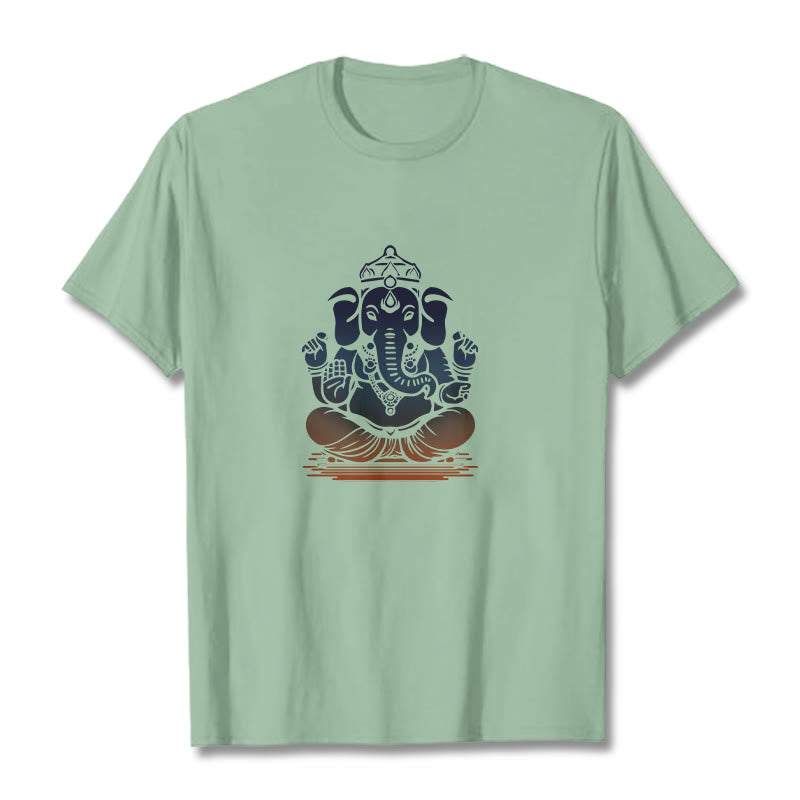 Nimara Ritual Meditating Ganesh Elephant Pattern Tee T-shirt