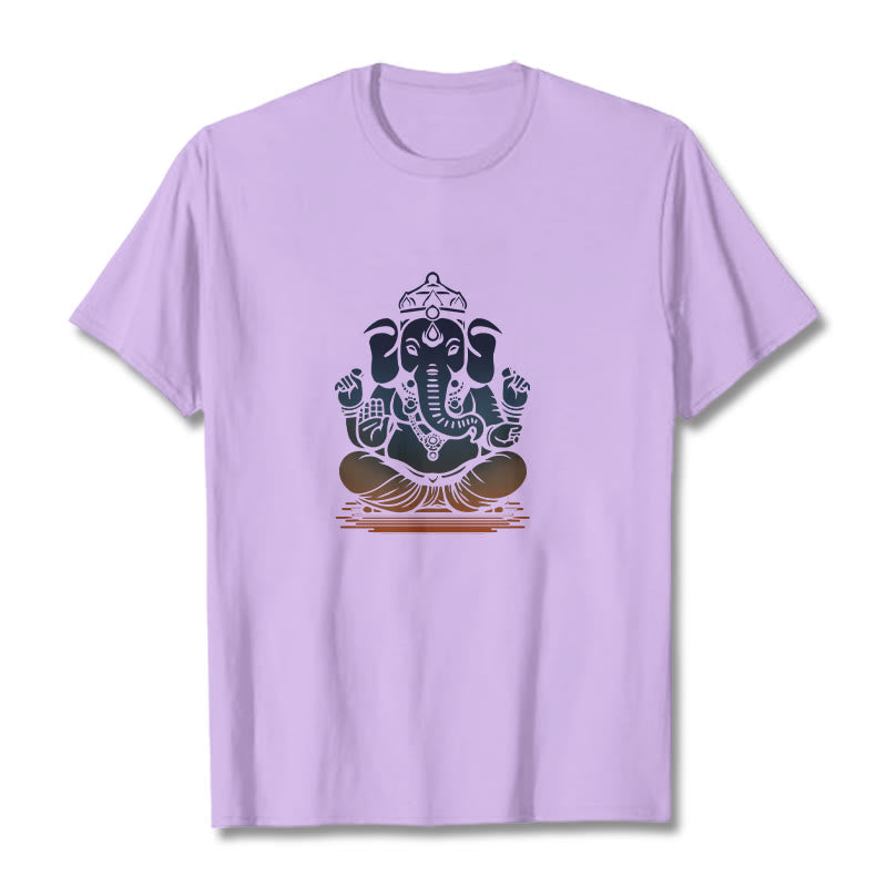 Nimara Ritual Meditating Ganesh Elephant Pattern Tee T-shirt