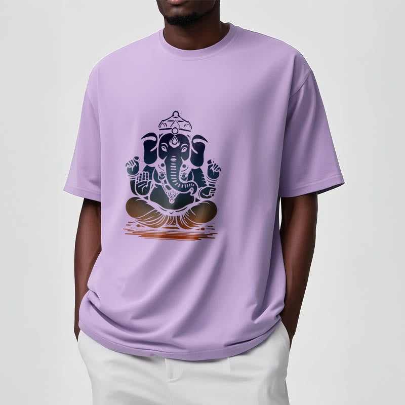 Nimara Ritual Meditating Ganesh Elephant Pattern Tee T-shirt