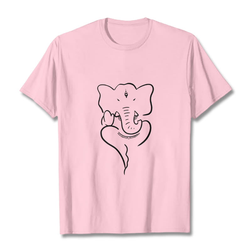 Nimara Ritual Ganesh Elephant Sketch Pattern Tee T-shirt