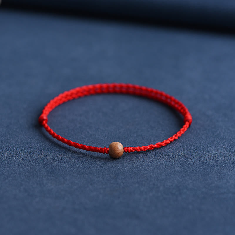 Nimara Ritual Natural Peach Wood Bead Ward Off Evil Spirits Braided Bracelet