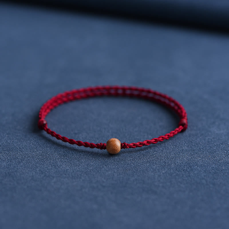 Nimara Ritual Natural Peach Wood Bead Ward Off Evil Spirits Braided Bracelet