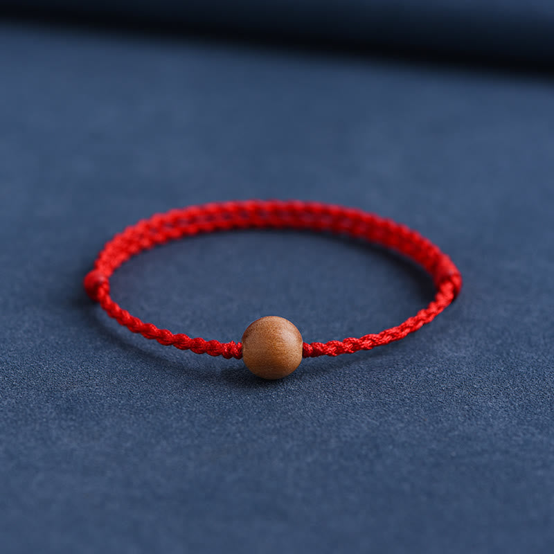 Nimara Ritual Natural Peach Wood Bead Ward Off Evil Spirits Braided Bracelet