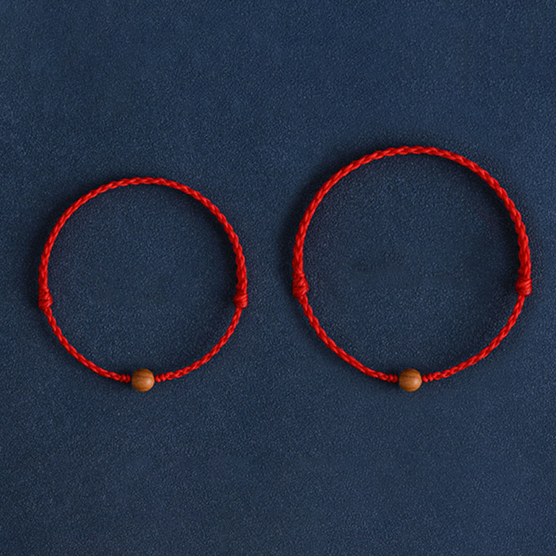 Nimara Ritual Natural Peach Wood Bead Ward Off Evil Spirits Braided Bracelet