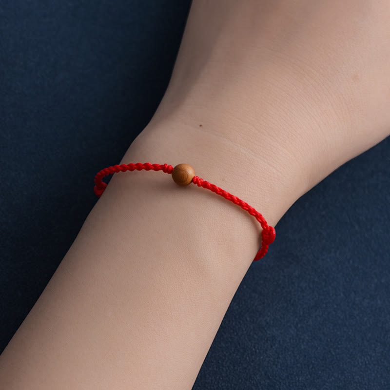 Nimara Ritual Natural Peach Wood Bead Ward Off Evil Spirits Braided Bracelet