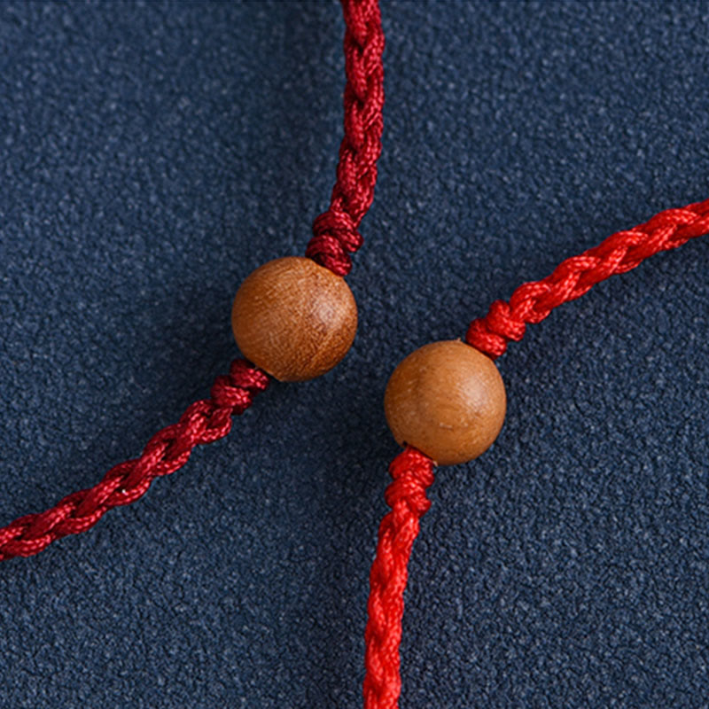Nimara Ritual Natural Peach Wood Bead Ward Off Evil Spirits Braided Bracelet