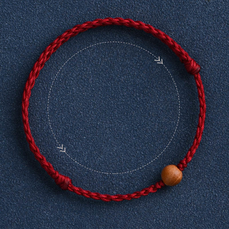Nimara Ritual Natural Peach Wood Bead Ward Off Evil Spirits Braided Bracelet