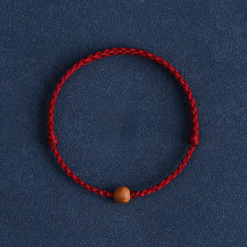 Nimara Ritual Natural Peach Wood Bead Ward Off Evil Spirits Braided Bracelet