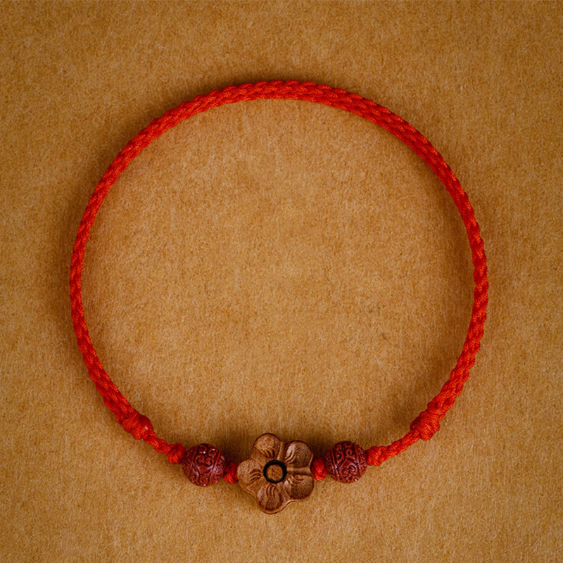 Nimara Ritual Peach Wood Small Peach Blossom Cinnabar Wealth String Bracelet Anklet