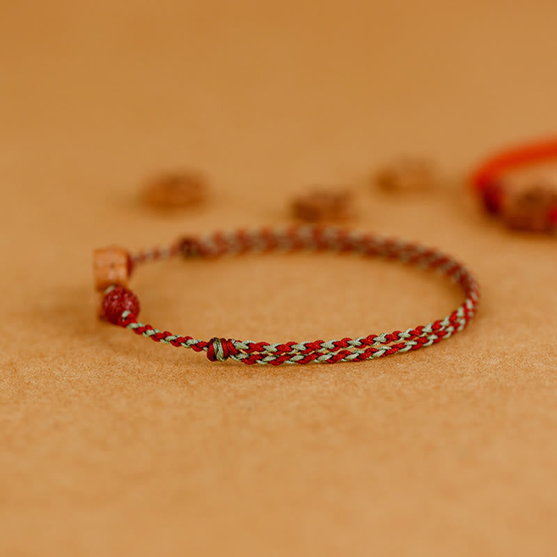 Nimara Ritual Peach Wood Small Peach Blossom Cinnabar Wealth String Bracelet Anklet