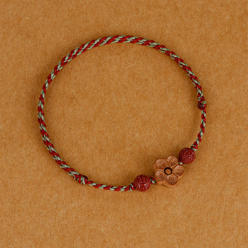 Nimara Ritual Peach Wood Small Peach Blossom Cinnabar Wealth String Bracelet Anklet