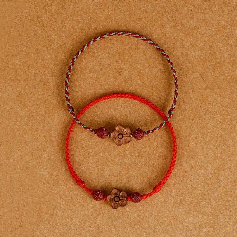 Nimara Ritual Peach Wood Small Peach Blossom Cinnabar Wealth String Bracelet Anklet