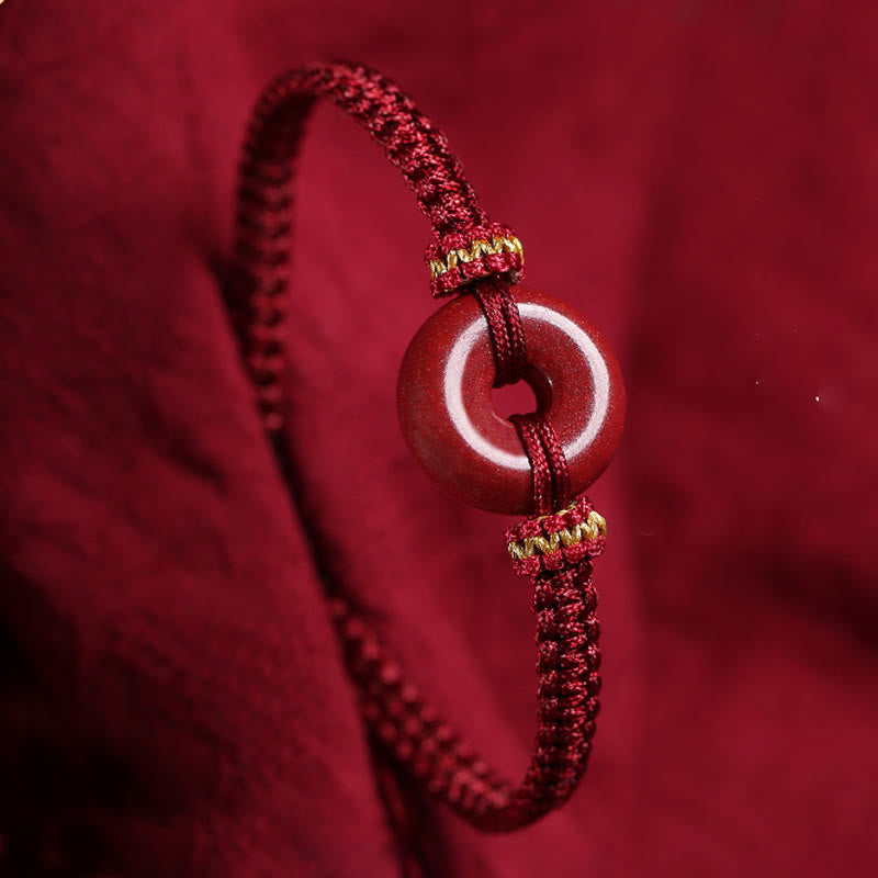 Nimara Ritual Handmade Cinnabar Round Peace Buckle Concentration Braided Bracelet